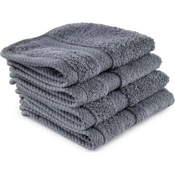 Chic Home ultra soft 500 GSM cotton Face Towel Set | Absorbent & Quick Dry | Spa &Yoga | Travel | Towel Set of -4 ,(Size-12 x12 inch) (Grey)
