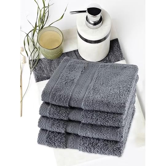 Chic Home ultra soft 500 GSM cotton Face Towel Set | Absorbent & Quick Dry | Spa &Yoga | Travel | Towel Set of -4 ,(Size-12 x12 inch) (Grey)