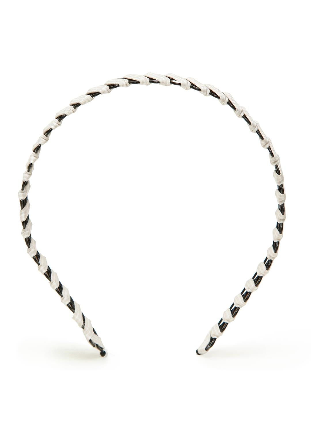 Stol'n White Ribbon spiral on Black Metal hairband for Girls