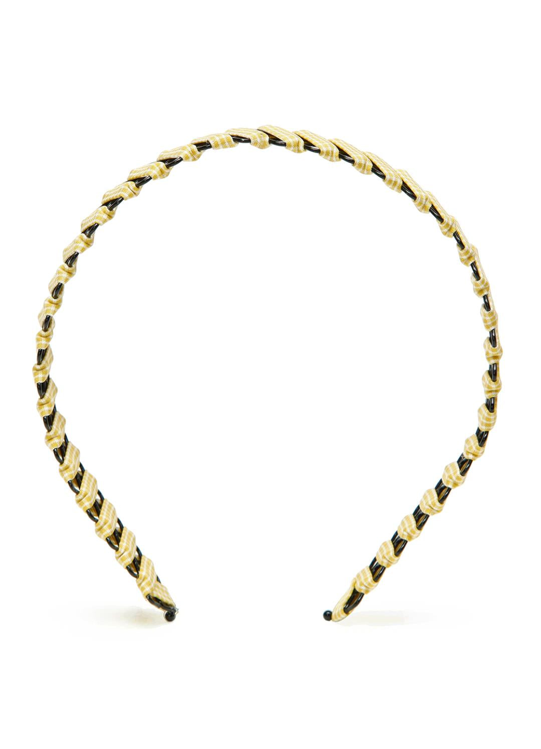 Stol'n Yellow Ribbon spiral on Black Metal hairband for Girls
