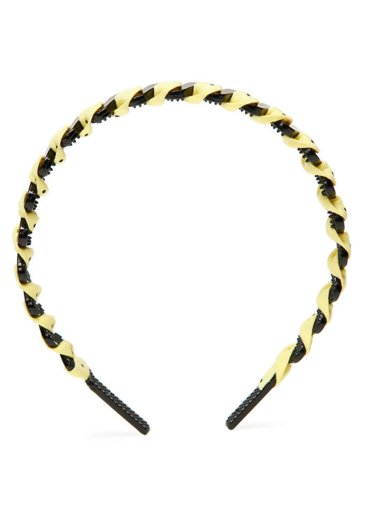Stol'n Yellow Small Dot Ribbon spiral on Plastic hairband for Girls