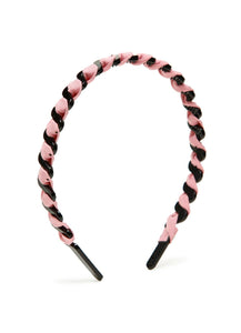 Stol'n Pink Small Dot Ribbon spiral on Plastic hairband for Girls