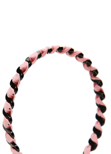 Stol'n Pink Small Dot Ribbon spiral on Plastic hairband for Girls