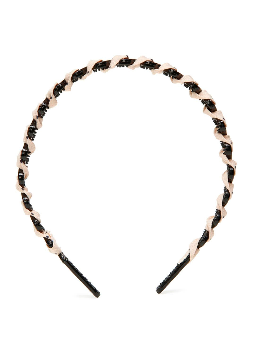 Stol'n Peach Small Dot Ribbon spiral on Plastic hairband for Girls