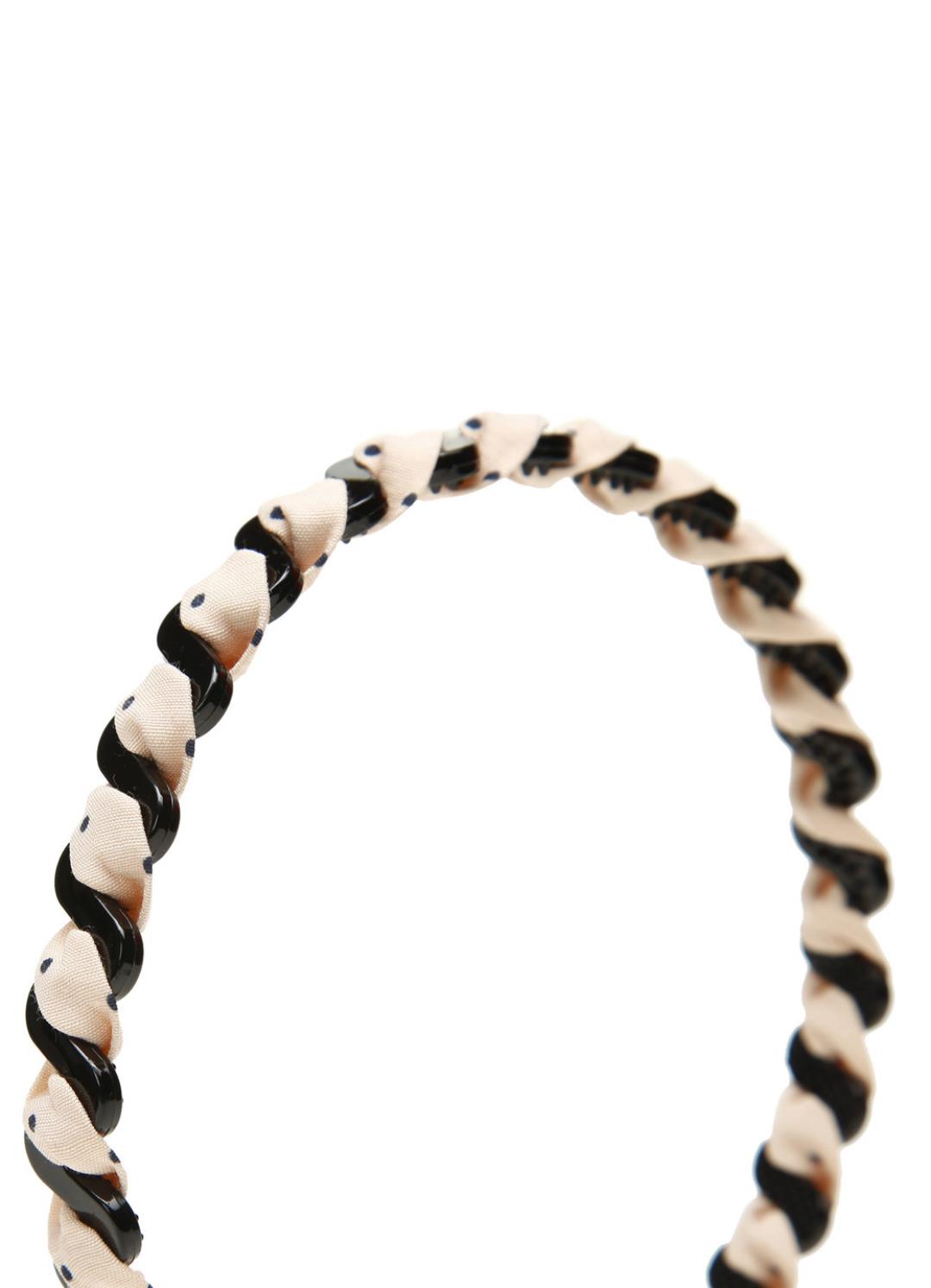 Stol'n Peach Small Dot Ribbon spiral on Plastic hairband for Girls