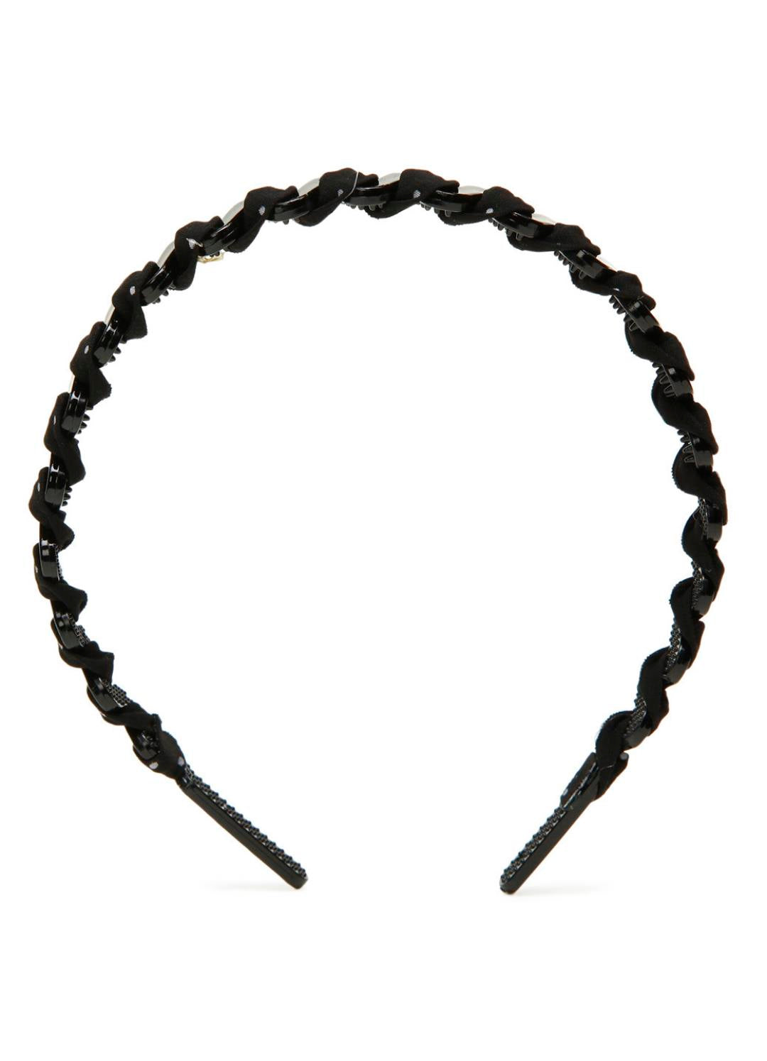 Stol'n Black Small Dot Ribbon spiral on Plastic hairband for Girls