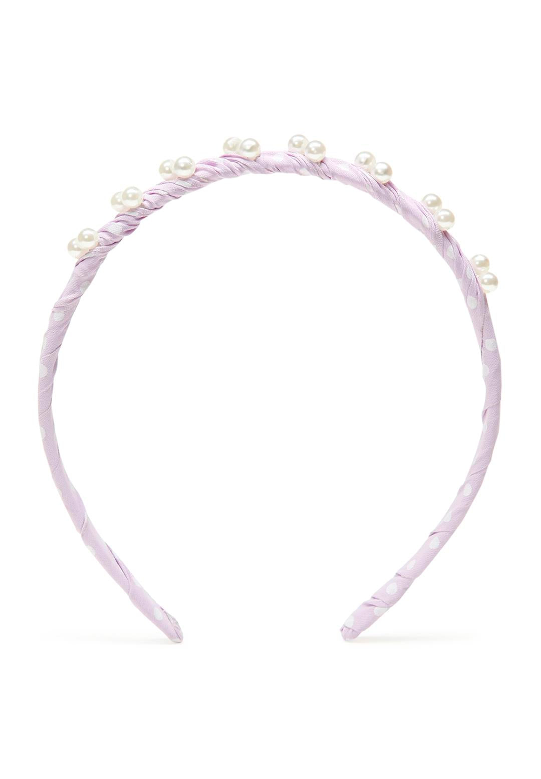 Stol'n Pink Ribbon spiral with Pearls on Plastic hairband for Girls