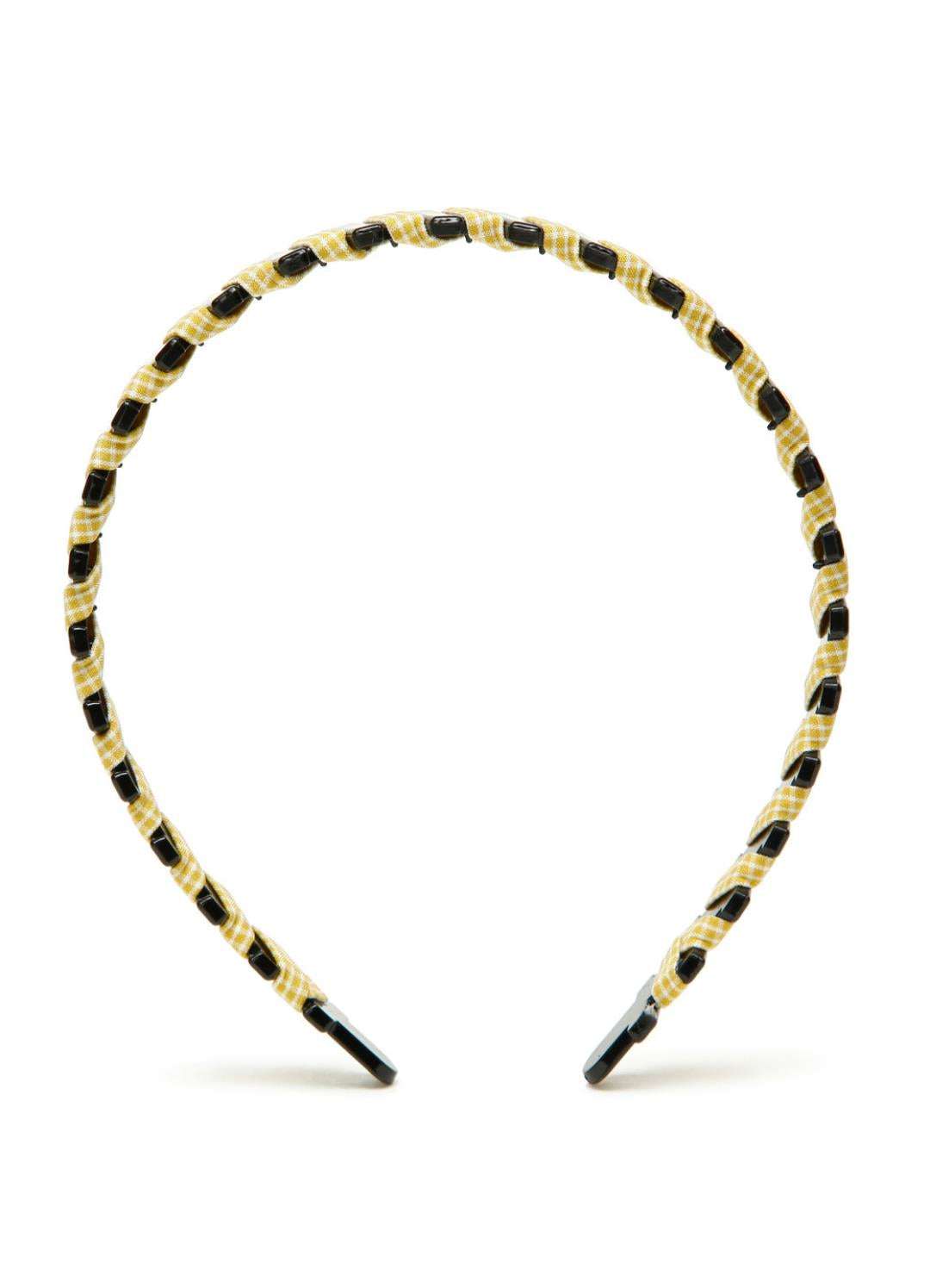 Stol'n Yellow  Ribbon spiral on Black Metal hairband for Girls