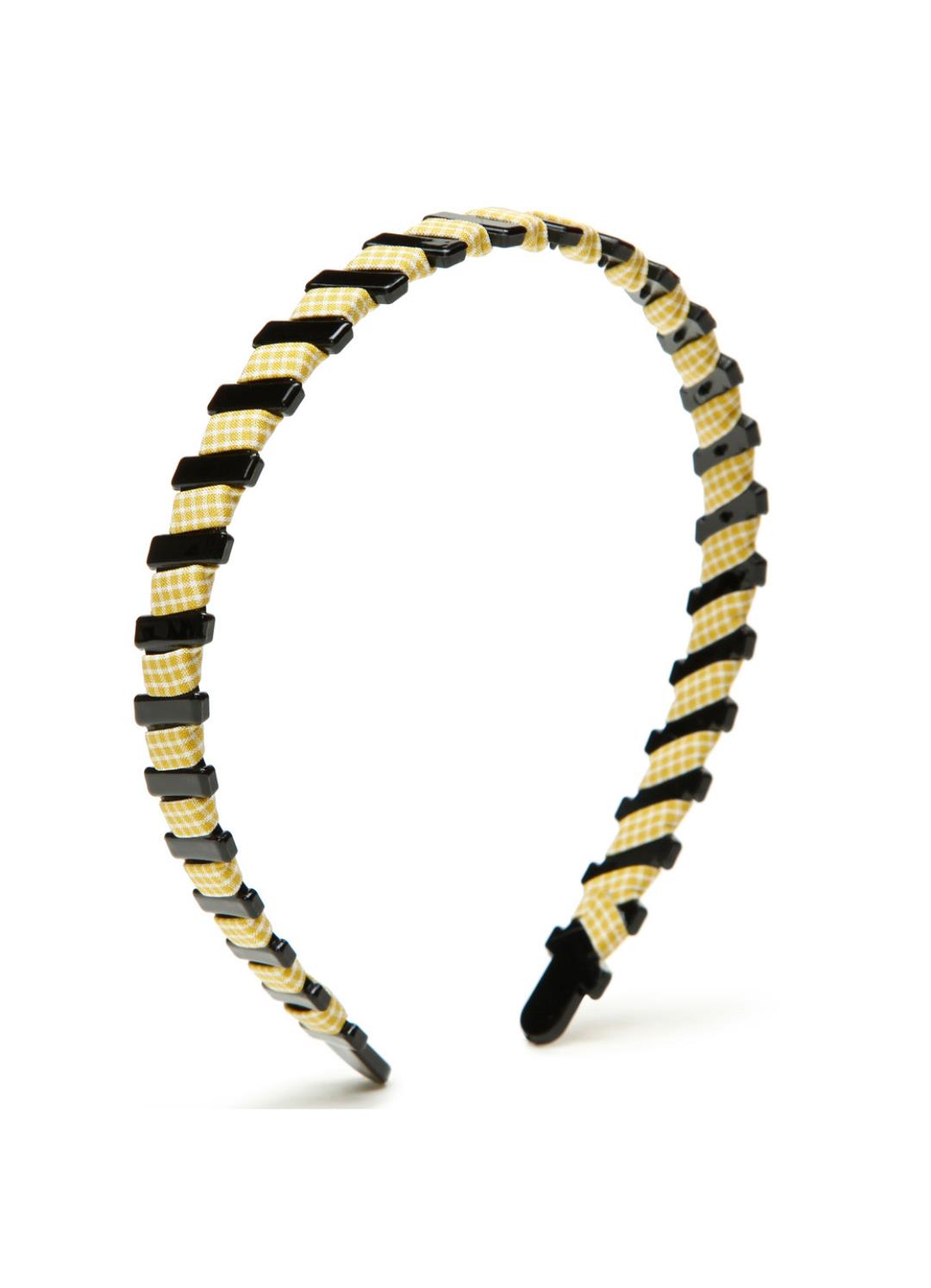 Stol'n Yellow  Ribbon spiral on Black Metal hairband for Girls