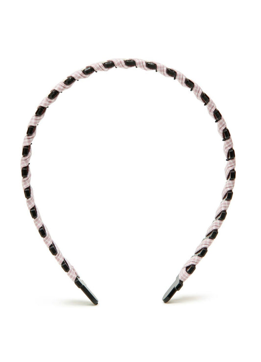 Stol'n Pink  Ribbon spiral on Black Metal hairband for Girls