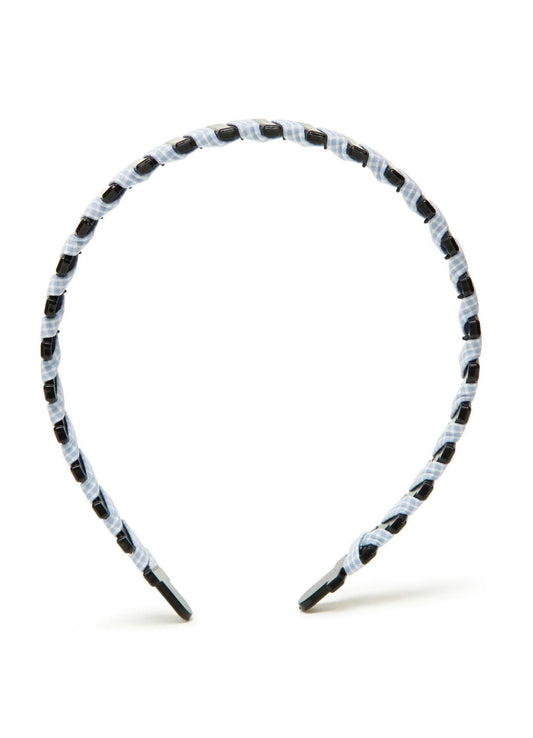Stol'n Sky Blue  Ribbon spiral on Black Metal hairband for Girls