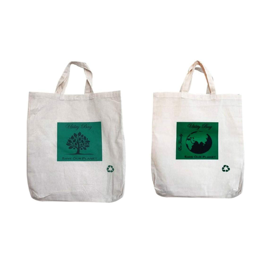 Chic Home Eco Friendly Multipurpose Non Plastic Pure Cotton Printed Bags for Shopping and Vegetables (Pack of 2)