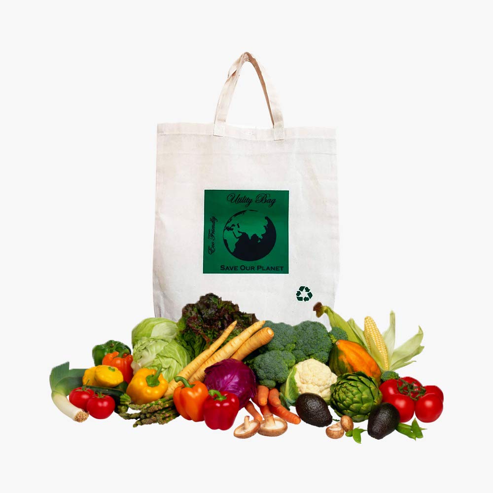 Chic Home Eco Friendly Multipurpose Non Plastic Pure Cotton Printed Bags for Shopping and Vegetables (Pack of 2)