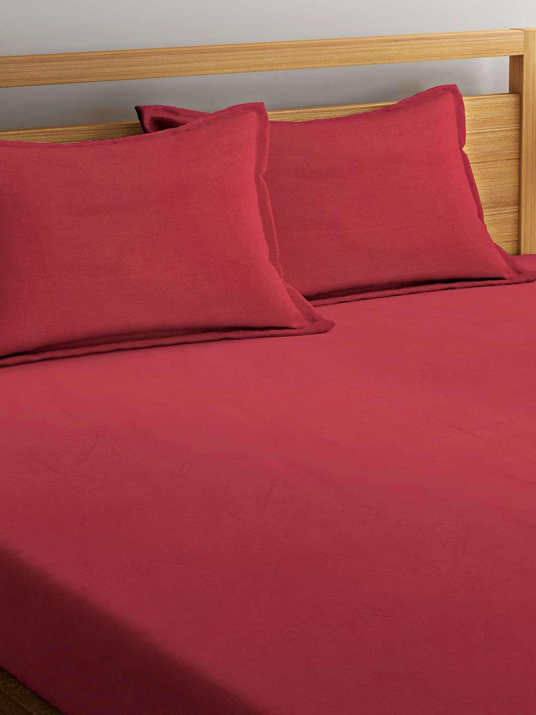Chic Home Cotton King Size Bedsheet with 2 Pillow Covers : Red - SWHF