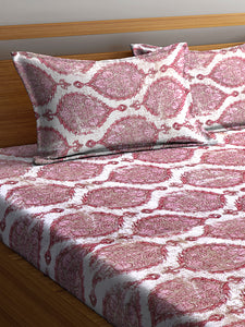 Chic Home 144 TC Cotton Double Bedsheet with 2 Pillow Covers-Pink - SWHF