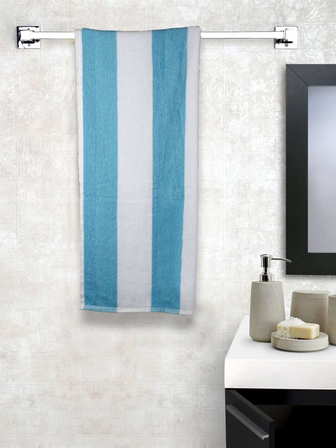 Turkish Bath Premium Cotton Stripe Bath and Pool Towel : Sky Blue - SWHF