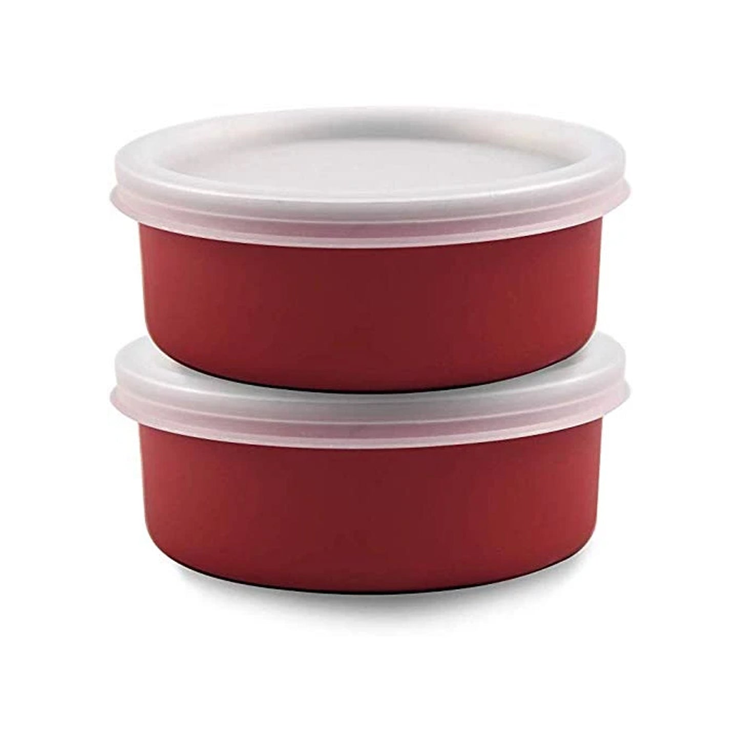 SWHF Microwave Safe Stainless Steel Tiffin/Lunch Box Set,Red (Pack of 2)