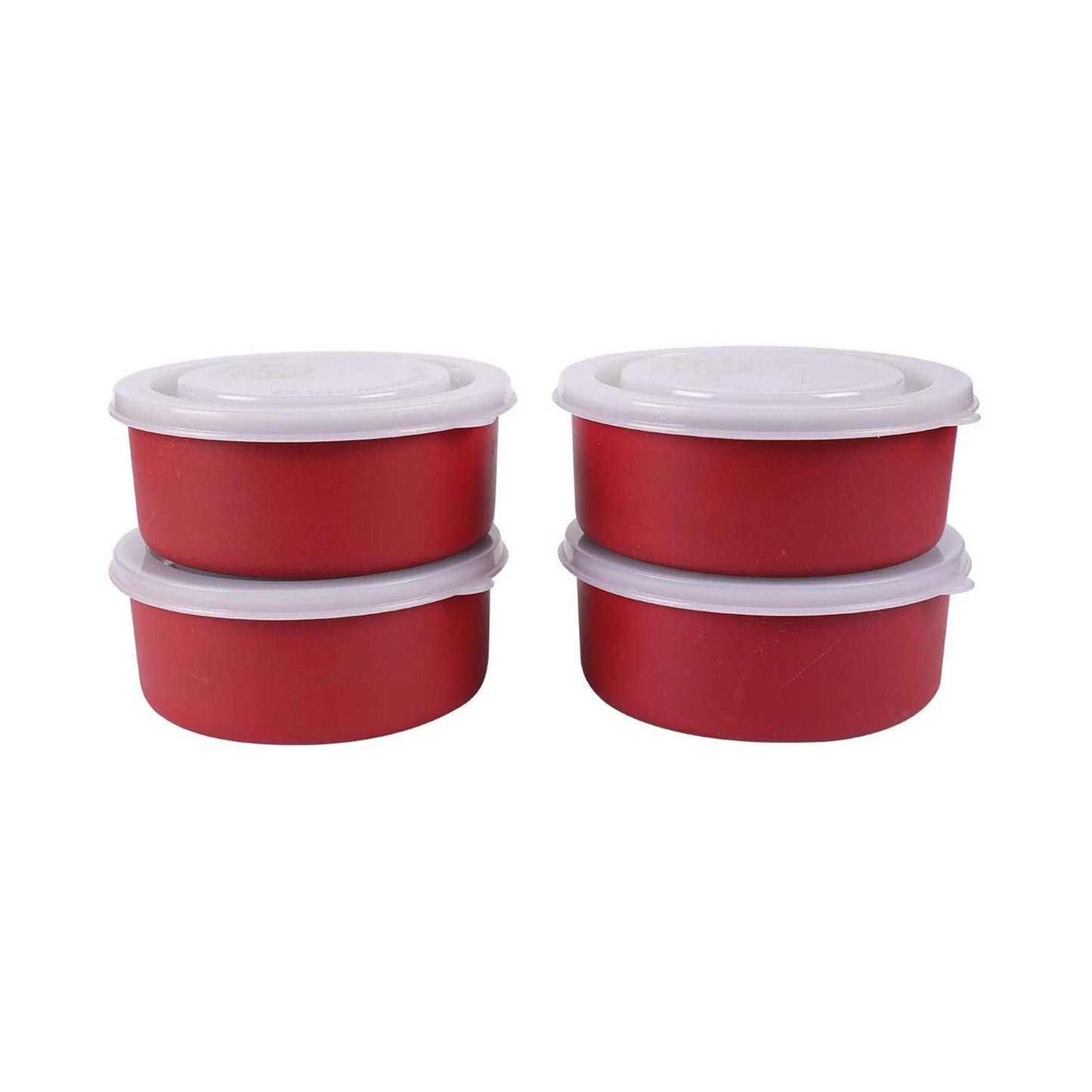 SWHF Microwave Safe Stainless Steel Tiffin/Lunch Box Set,Red (Pack of 4)