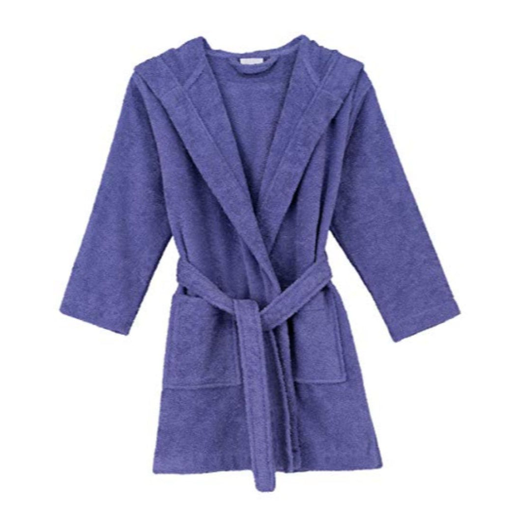 Turkish Bath Premium Cotton Unisex Kids Bathrobe -  Purple - SWHF