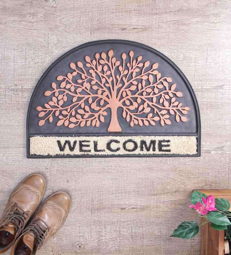 SWHF Premium Coir and Rubber Quirky Design Door and Floor Mat (60x35 CM, Tree of Life) - SWHF