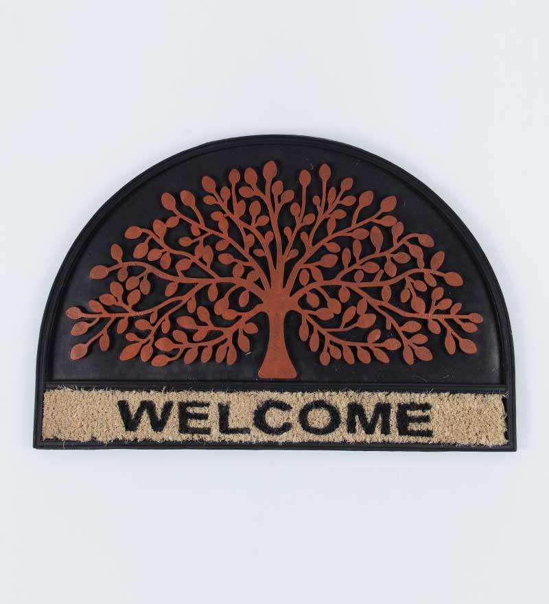 SWHF Premium Coir and Rubber Quirky Design Door and Floor Mat (60x35 CM, Tree of Life) - SWHF