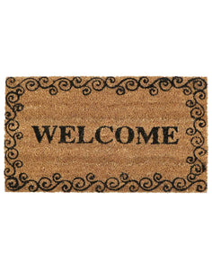 SWHF Coir Door Mat with Anti Skid Rubberized Backing: Brown Welcome - SWHF