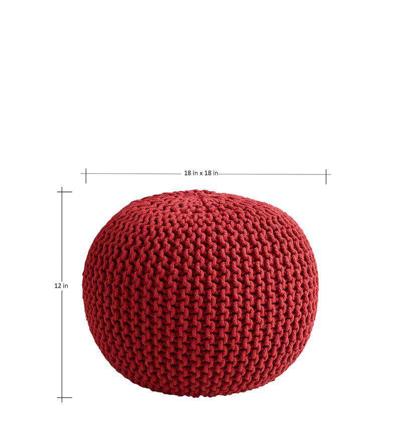 SWHF Knitted Pouf Red - SWHF
