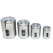 Load image into Gallery viewer, SWHF Stainless Steel Transparent See Through Kitchen Storage Container Set of 4
