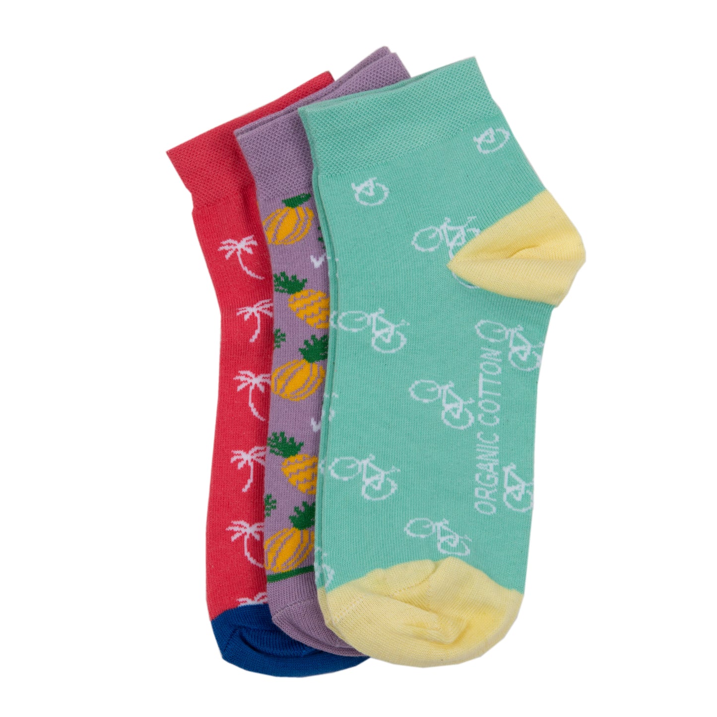 SWHF Organic Cotton Ankle Designer Socks ( Pack of 3, Multi ) - SWHF