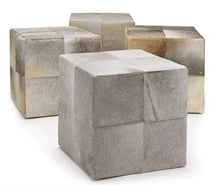 Load image into Gallery viewer, SWHF Square Leather Pouf: Grey - SWHF
