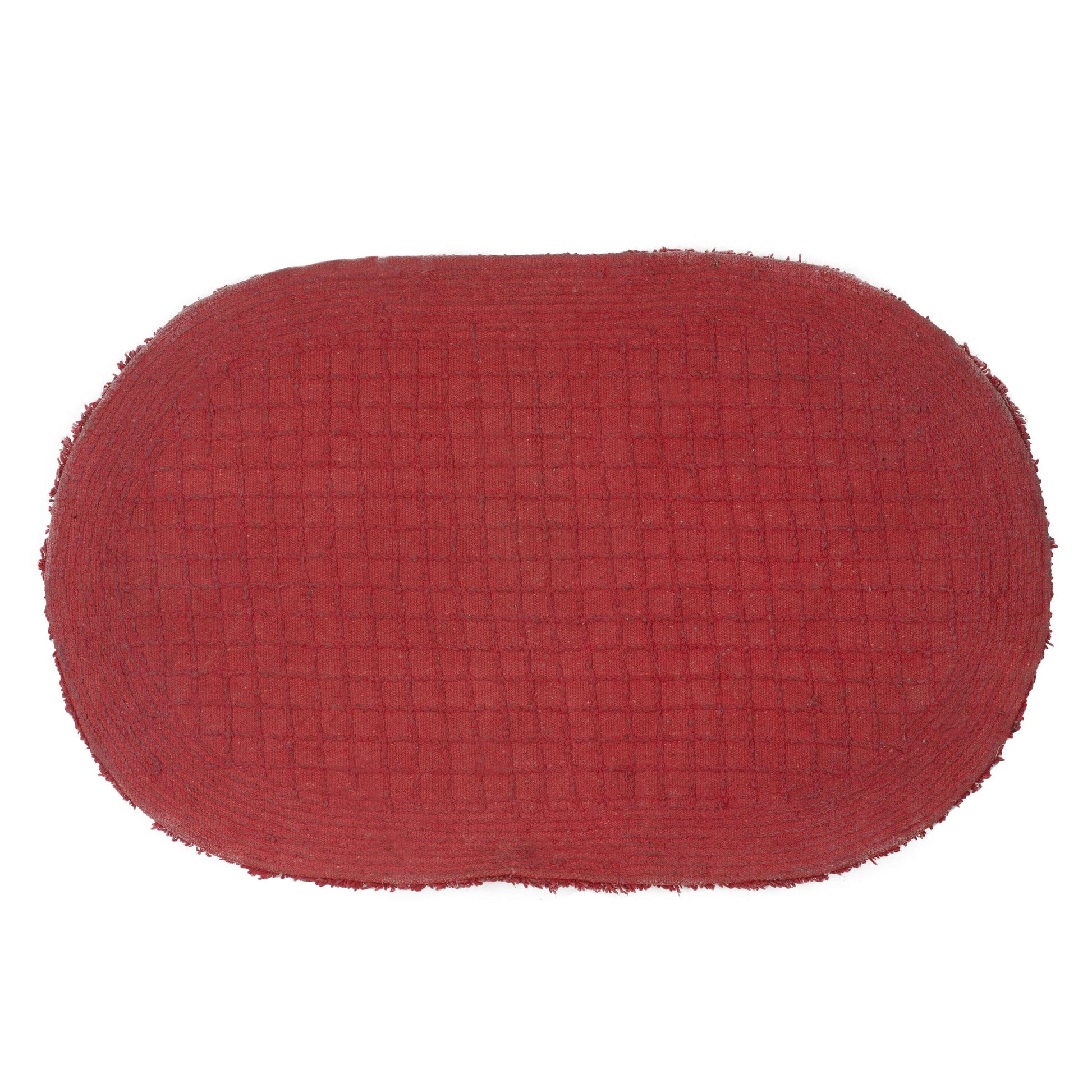 SWHF Premium Cotton Oval Anti Skid Bath Mat: Red - SWHF
