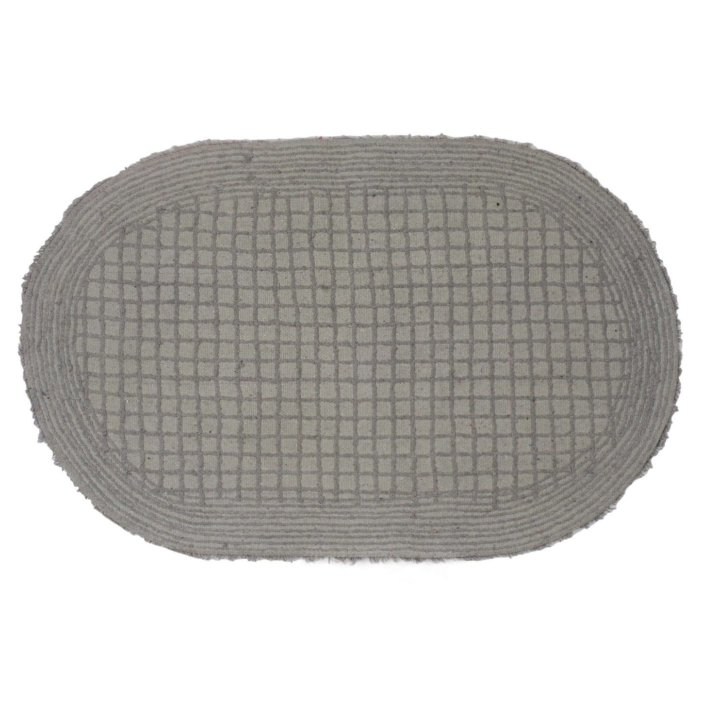 SWHF Premium Cotton Oval Anti Skid Bath Mat: Grey - SWHF