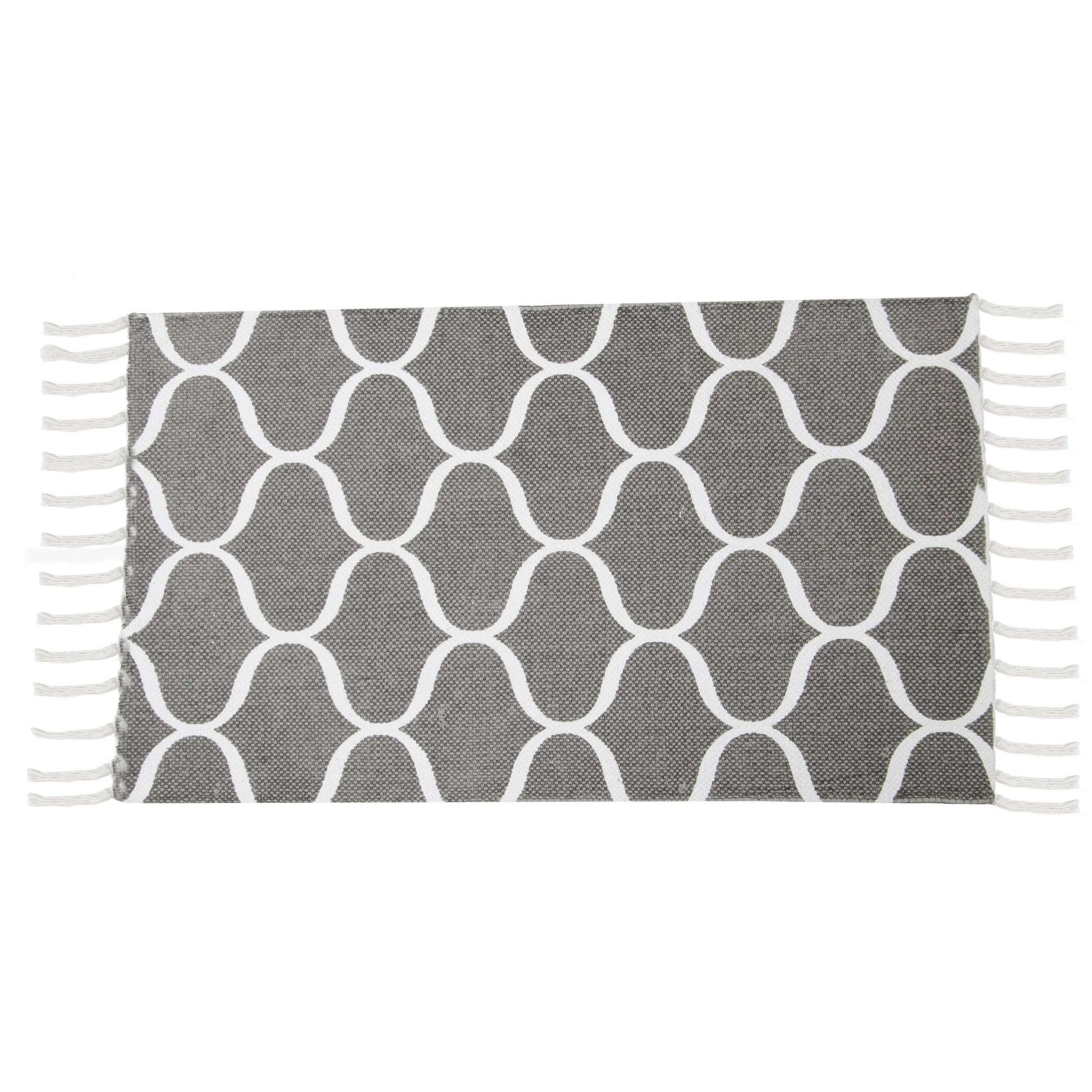 SWHF Double Twisted Cotton Printed & Solid Rug, Set of 2 : 18 X 30 In (Grey) - SWHF