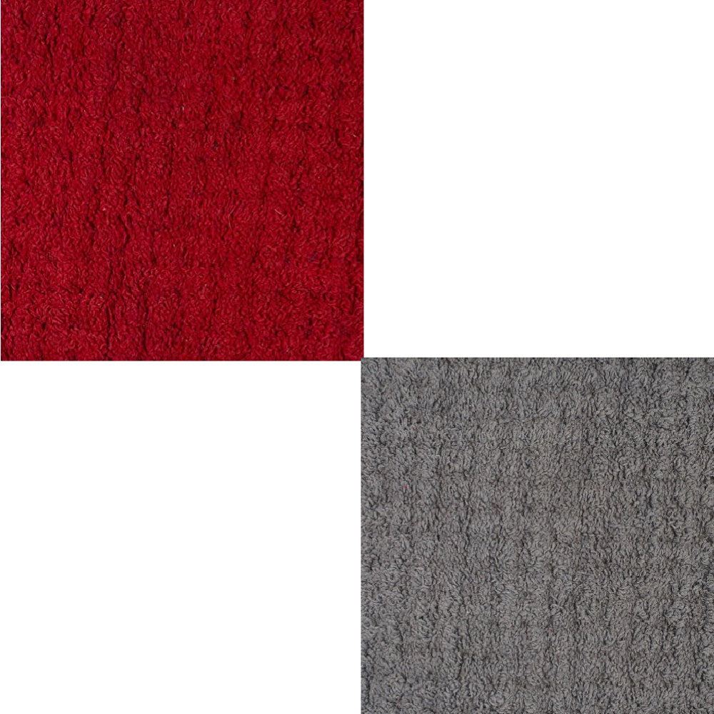 SWHF Anti-Skid Oval Waffle Bath Mat: Pack of 2 (Red::Grey)