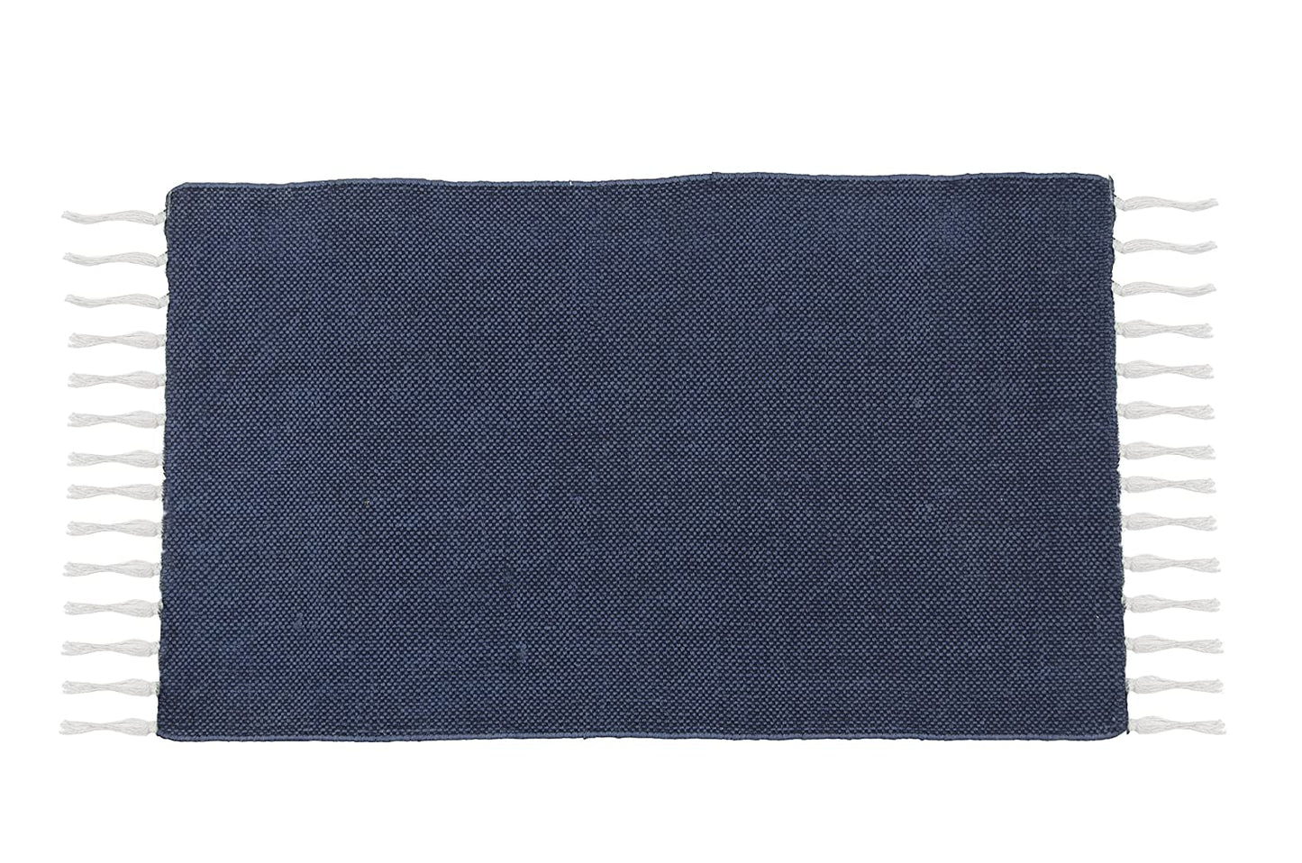 SWHF Cotton Solid Rug: 18 X 30 Inch (Blue)