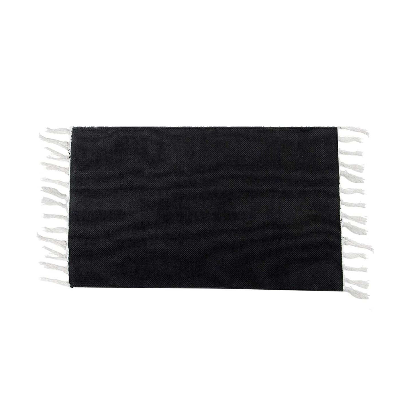 SWHF Cotton Solid Rug: 18 X 30 Inch (Black)