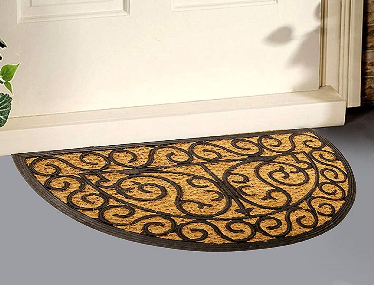 SWHF Premium Coir and Rubber Quirky Design Door and Floor Mat (70X40 Cm CM, Semi Circle) - SWHF