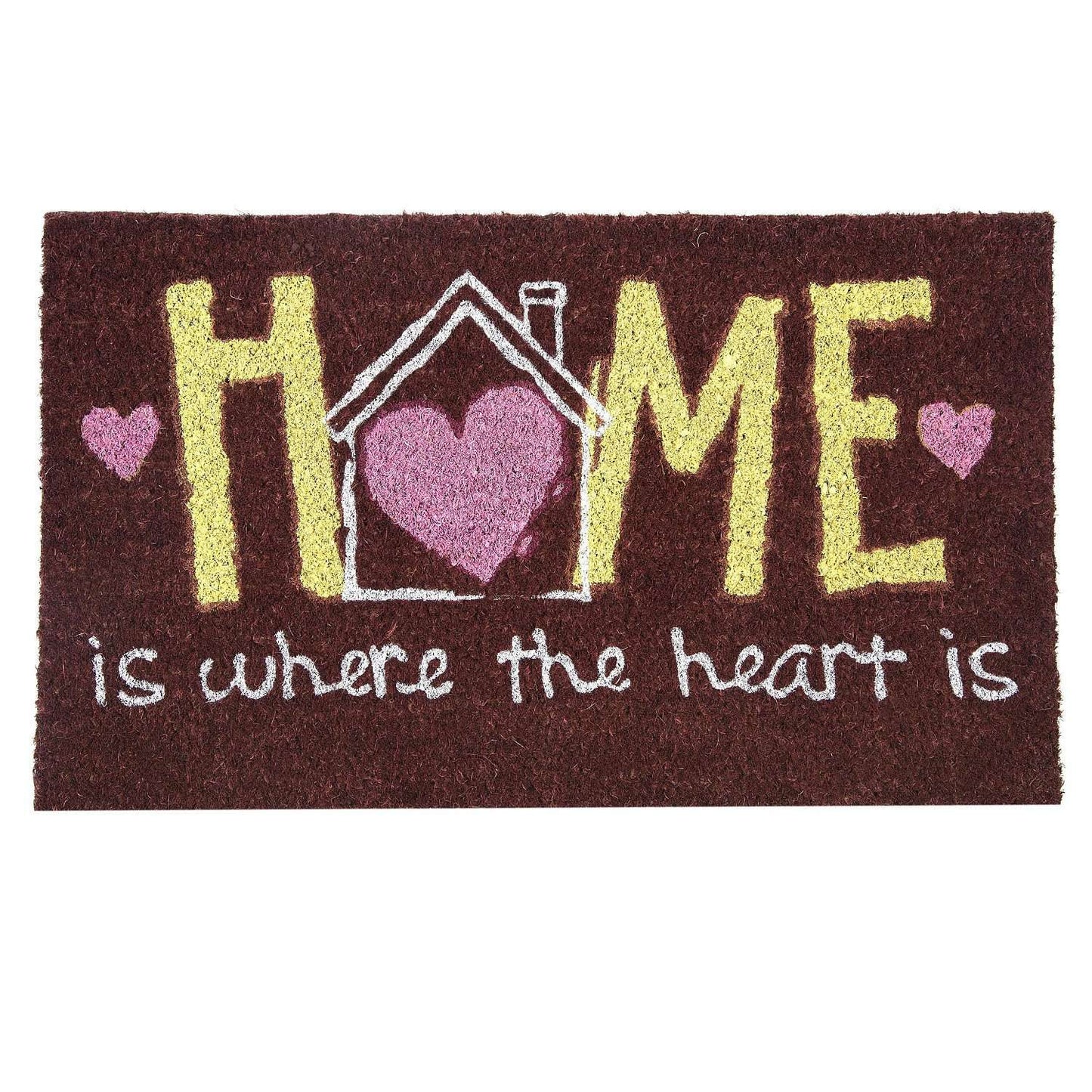 SWHF Premium Coir and Rubber Quirky Design Door and Floor Mat : Home is Where the Heart is - SWHF