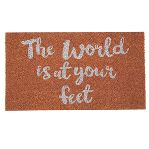 SWHF Premium Coir and Rubber Quirky Design Door and Floor Mat : The World is at your feet - SWHF