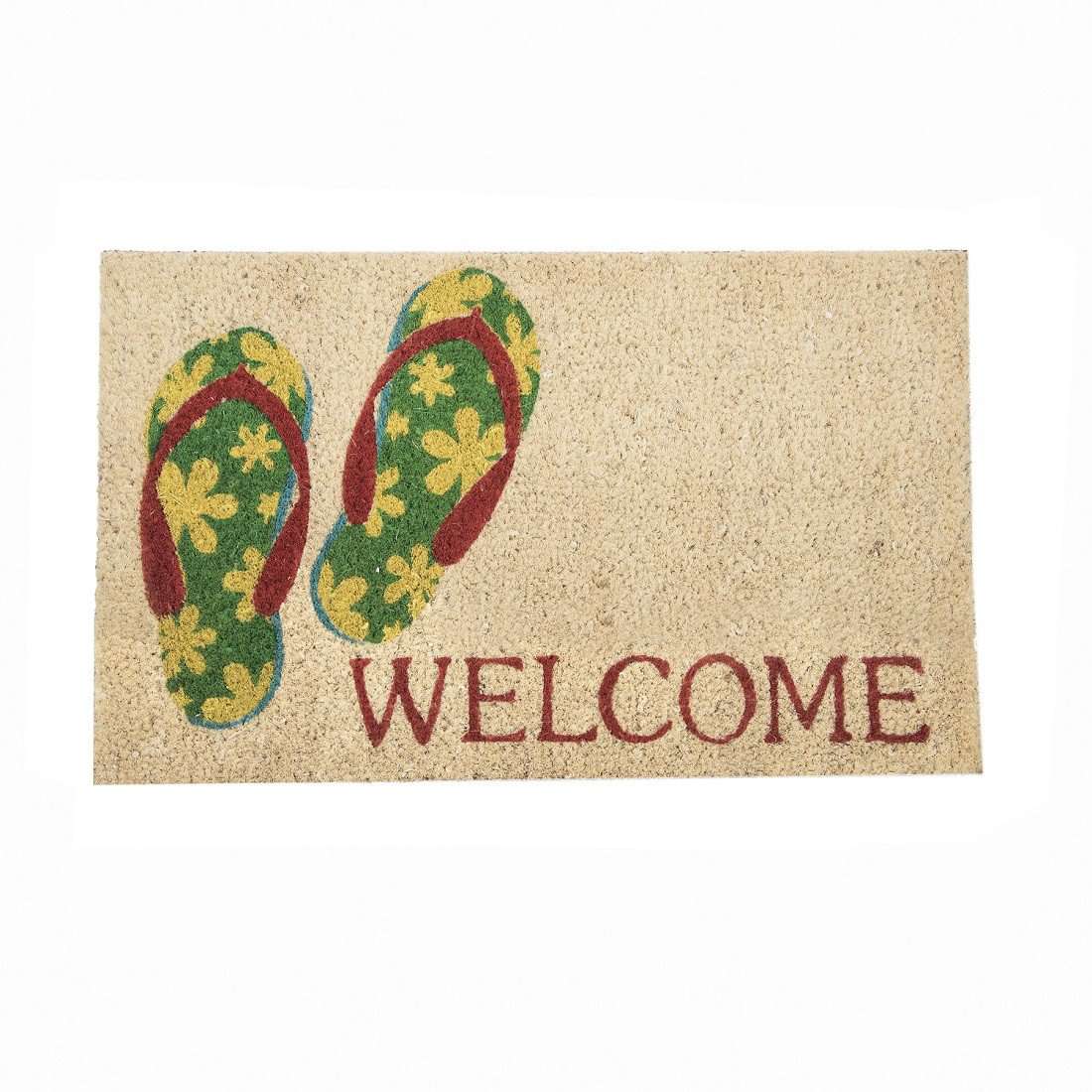 SWHF Premium Coir and Rubber Quirky Design Door and Floor Mat : Flip-Flop Welcome - SWHF