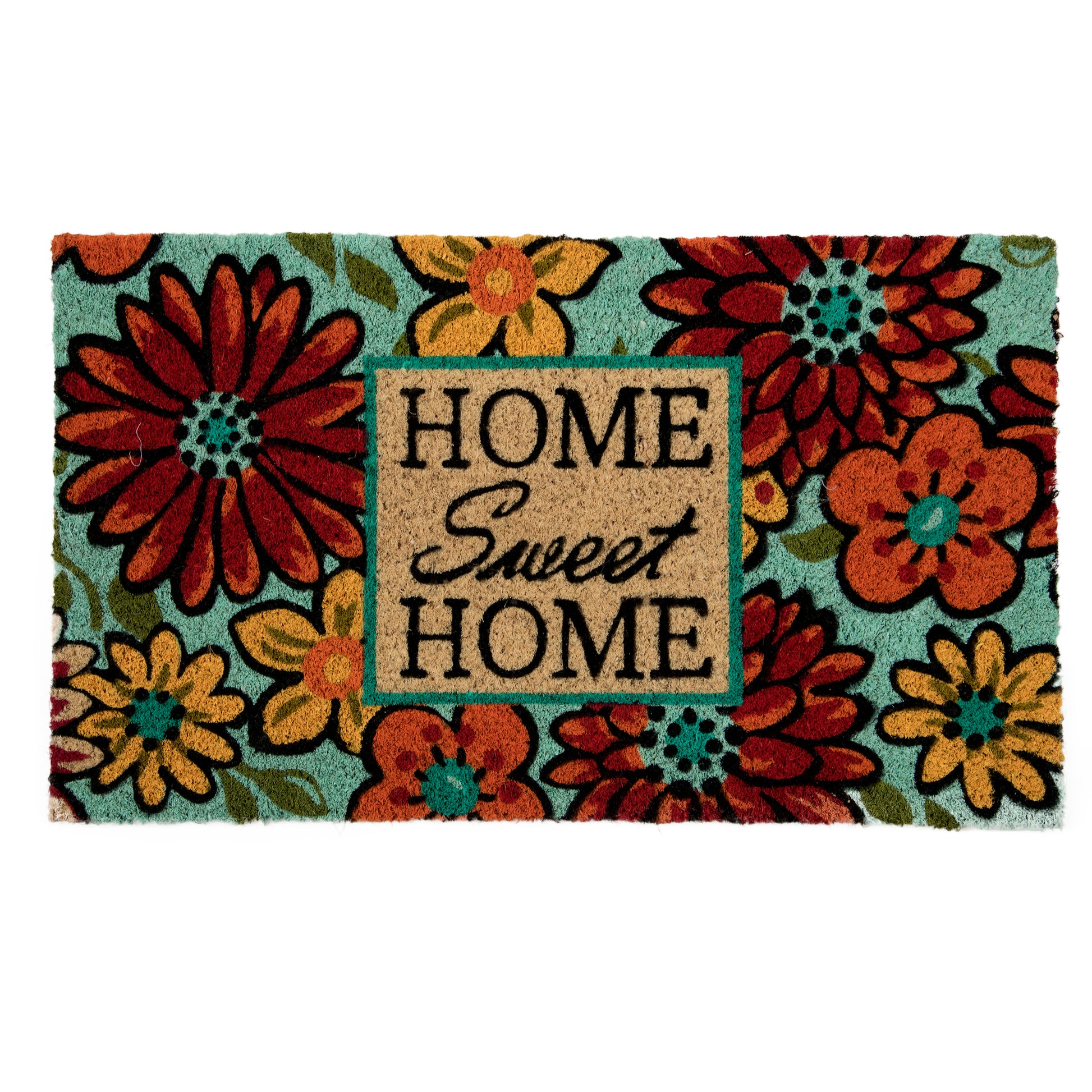 SWHF Coir Door Mat with Anti Skid Rubberized Backing: Multi (Home Sweet Home) - SWHF