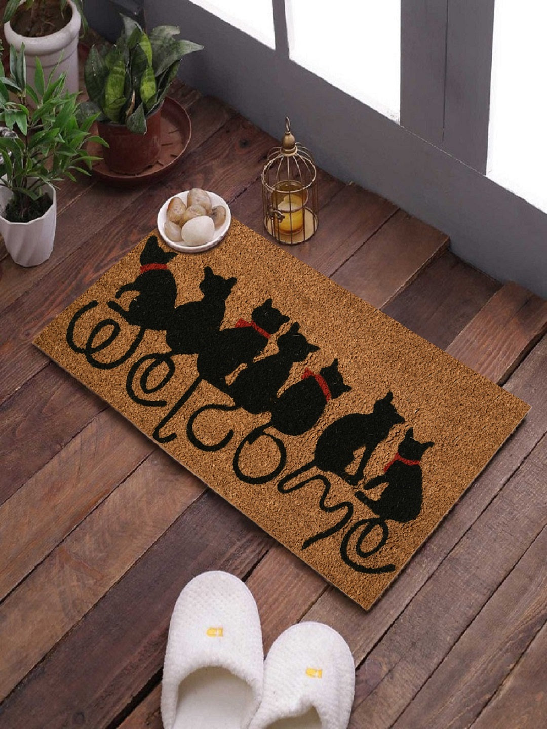 <h4>SWHF Coir Door Mat with Anti Skid Rubberized Backing: (CAT Welcome)</h4>