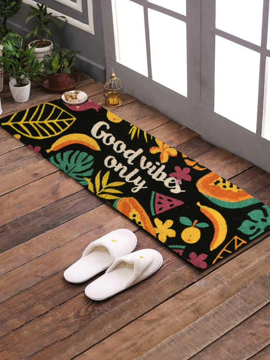<h4>SWHF Premium Coir and Rubber Quirky Design Door and Floor Mat (40 x 120 cm, Good Vibes Only)</h4>