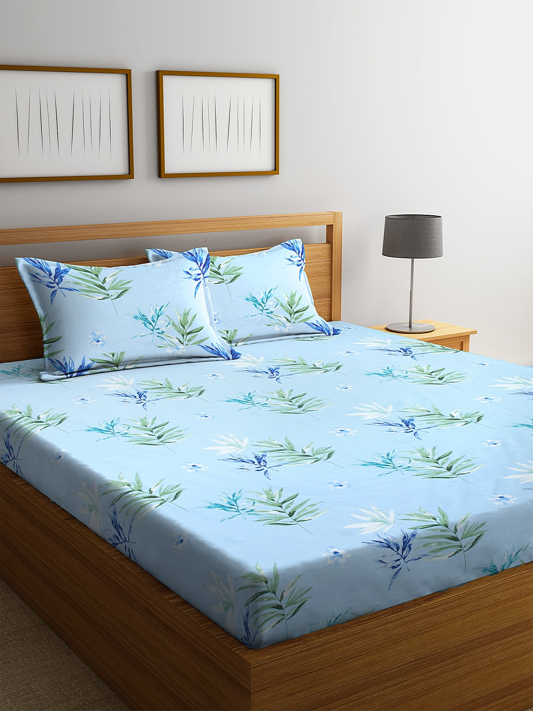 <h4>SWHF Chic Home Premium Cotton180 TC Printed Double Bedsheet with Two Pillow Cover (Turquoise)</h4>