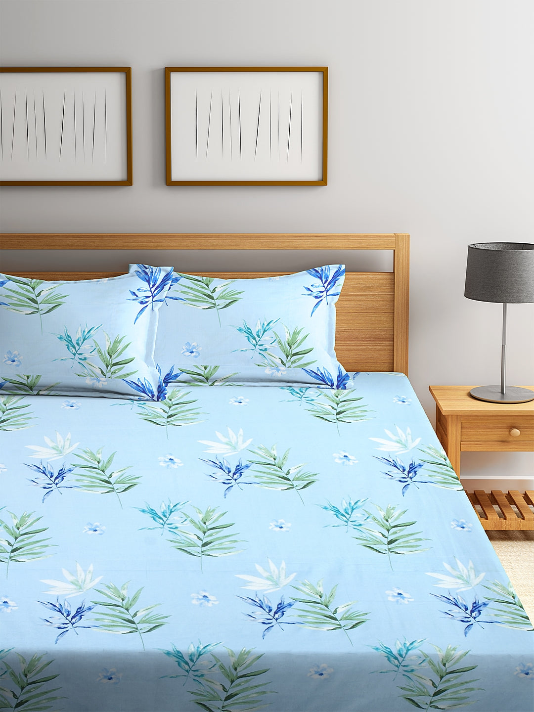 <h4>SWHF Chic Home Premium Cotton180 TC Printed Double Bedsheet with Two Pillow Cover (Turquoise)</h4>
