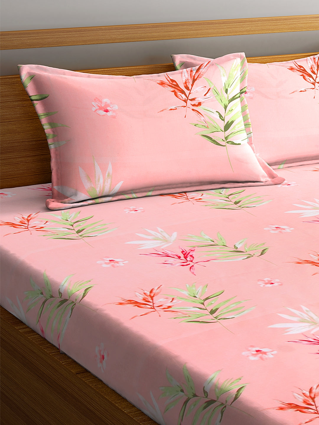 <h4>SWHF Chic Home Premium Cotton180 TC Printed Double Bedsheet with Two Pillow Cover (Orange)</h4>