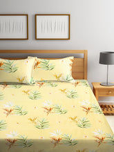 Load image into Gallery viewer, &lt;h4&gt;SWHF Chic Home Premium Cotton180 TC Printed Double Bedsheet with Two Pillow Cover (Yellow)&lt;/h4&gt;
