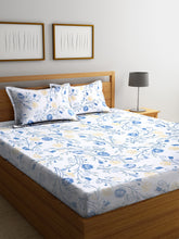 Load image into Gallery viewer, &lt;h4&gt;SWHF Chic Home Premium Cotton180 TC Printed Double Bedsheet with Two Pillow Cover (Blue)&lt;/h4&gt;
