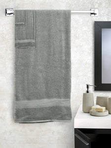SWHF Chic Home Casual Bath, Hand and Washcloth Terry Grey Towel- Set of 3