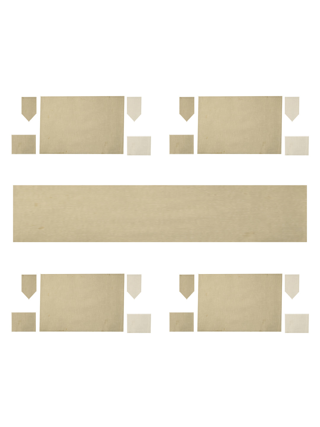 SWHF Chic Home Pure Beige Linen Reversible Table Linen Set: 4 Tablemats/Placemats, 1 Table Runner with 8 Large Dinner Napkins and 8 Small Cocktail Napkin
